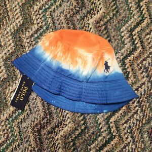 Polo Ralph Lauren Orange and Blue Tie Dye Bucket Hat